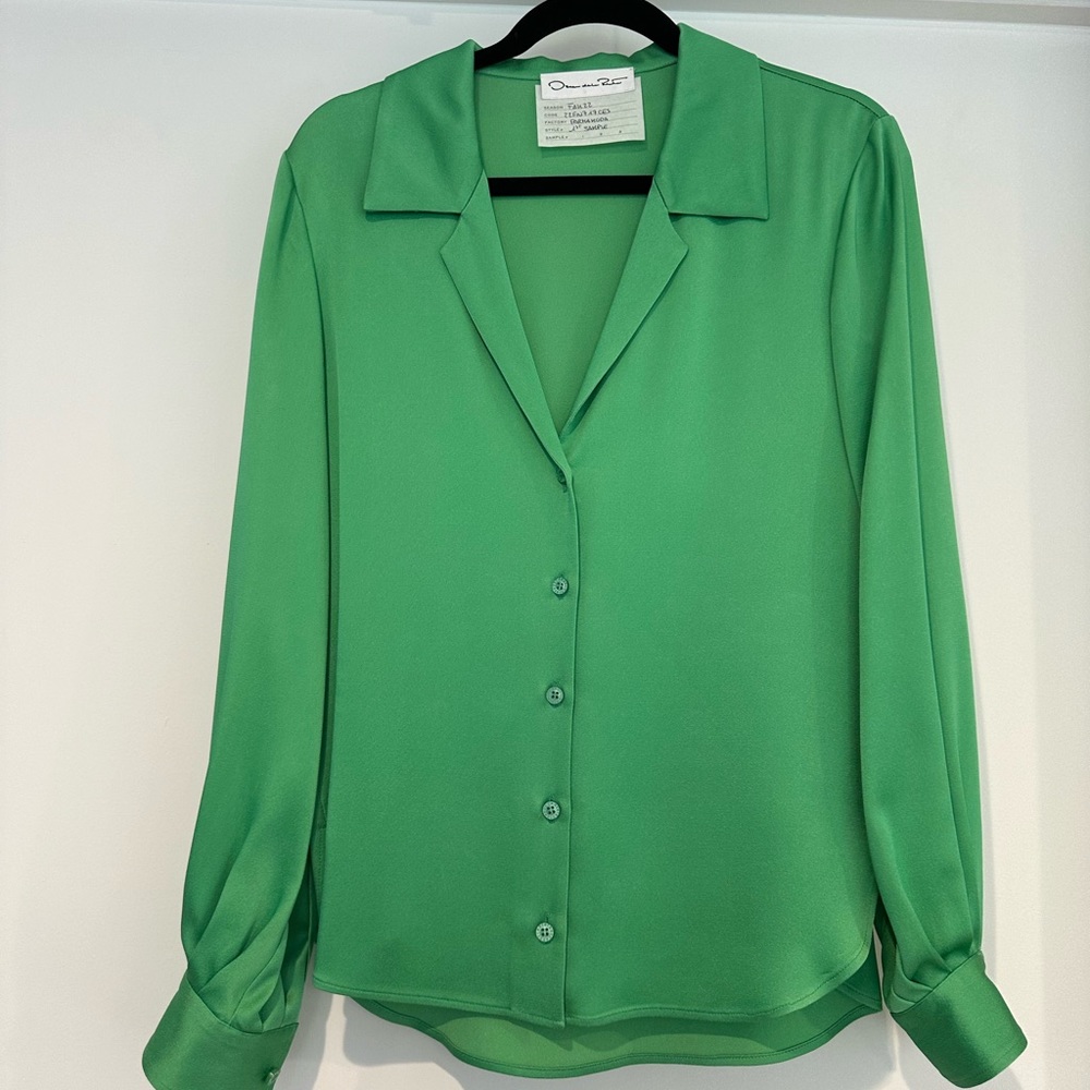 Oscar de la Renta crepe back satin blouse